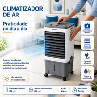 Climatizador de Ar Ventisol CLIN16-02 16 Litros 220V Branco/Cinza – 5 em 1 com Reservatório para Gelo
