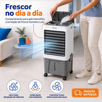 Climatizador de Ar Ventisol CLIN16-02 16 Litros 220V Branco/Cinza – 5 em 1 com Reservatório para Gelo