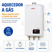 Aquecedor A Gás Lorenzetti 3700de Glp 37 Litros Cor Branco Branco 127/220v Glp
