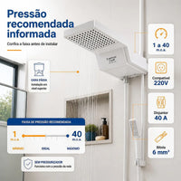 Chuveiro Eletrônico Enerbras E-GRIFF Branco 220V 7800W com Controle Eletrônico de Temperatura