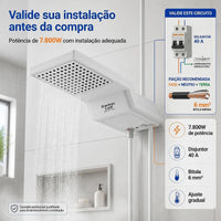 Chuveiro Eletrônico Enerbras E-GRIFF Branco 220V 7800W com Controle Eletrônico de Temperatura