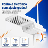 Chuveiro Eletrônico Enerbras E-GRIFF Branco 220V 7800W com Controle Eletrônico de Temperatura