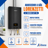 Aquecedor de Água a Gás Lorenzetti LZ 1600BK Preto 15 Litros GLP Bivolt Automático 127/220V
