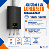 Aquecedor de Água a Gás Lorenzetti LZ 1600BK Preto 15 Litros GLP Bivolt Automático 127/220V