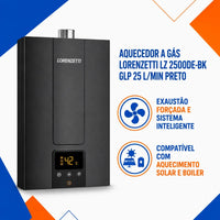 Aquecedor A Gas Lorenzetti 2500de-bk Glp Preto 127/220v Glp