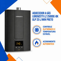 Aquecedor A Gas Lorenzetti 2500de-bk Glp Preto 127/220v Glp