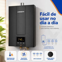 Aquecedor A Gas Lorenzetti 2500de-bk Glp Preto 127/220v Glp