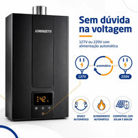 Aquecedor A Gas Lorenzetti 2500de-bk Glp Preto 127/220v Glp