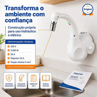 Torneira Eletrônica Zagonel Lumen Branca 220V 5500W para Cozinha com Bica Móvel