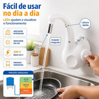 Torneira Eletrônica Zagonel Lumen Branca 220V 5500W para Cozinha com Bica Móvel