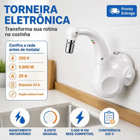 Torneira Eletrônica Zagonel Lumen Branca 220V 5500W para Cozinha com Bica Móvel
