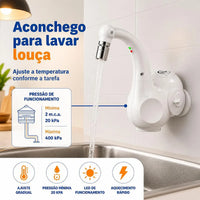 Torneira Eletrônica Zagonel Lumen Branca 220V 5500W para Cozinha com Bica Móvel