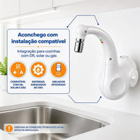 Torneira Eletrônica Zagonel Lumen Branca 220V 5500W para Cozinha com Bica Móvel