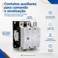Contator WEG CWM300-22-30E65 300A 110-255V 3 Polos 2NA+2NF Industrial
