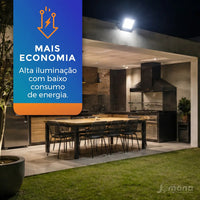 Refletor LED Avant Slim 400W 6500K Bivolt IP66 Preto 30.000lm Branco Frio
