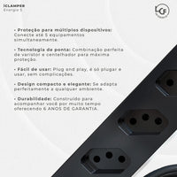 Filtro De Linha Protetor De Surto Dps Iclamper Energ 5 Tom Preto 127/220v