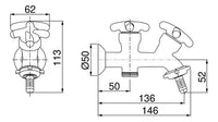 Torneira para Tanque com Saída para Máquina de Lavar Lorenzetti Brio 1131 F34 Branca – Água Fria – Parede