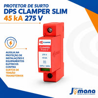 Protetor Contra Surtos DPS CLAMPER Front V 275V 45kA Classe II Monopolar para Trilho DIN