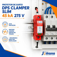 Protetor Contra Surtos DPS CLAMPER Front V 275V 45kA Classe II Monopolar para Trilho DIN