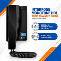 Interfone Monofone Hdl Áudio Advance Unidade Interna 1 Botão Preto 127/220v