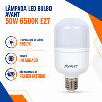 Lâmpada LED Bulbo HP Avant 50W 6500K E27 Bivolt Branco Frio