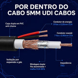 Cabo Coaxial CFTV Condutti 5mm Dupla Blindagem 150m Preto para Área Externa
