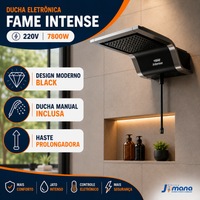 Chuveiro Ducha Eletrônica Fame Intense Preto 220V 7.800W – Controle Eletrônico de Temperatura