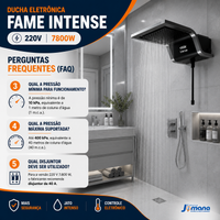 Chuveiro Ducha Eletrônica Fame Intense Preto 220V 7.800W – Controle Eletrônico de Temperatura