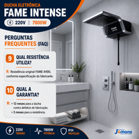 Chuveiro Ducha Eletrônica Fame Intense Preto 220V 7.800W – Controle Eletrônico de Temperatura