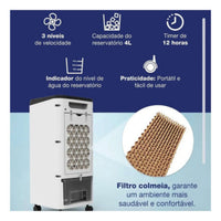 Climatizador De Ar 4 Litros Ventila, Umidifica, Refri - 4 Em 1  Branco 220v