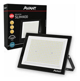 Refletor LED Avant Slim 400W 6500K Bivolt IP66 Preto 30.000lm Branco Frio
