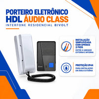 Porteiro Eletrônico Hdl Áudio Class Interfone Bivolt Branco 127/220v