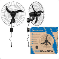 Ventilador de Parede Ventisol 60cm New Black Turbo Oscilante – 220V – Grade Plástica – Preto