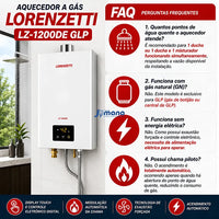 Aquecedor a Gás Lorenzetti LZ-1200DE GLP 12L/min Digital Exaustão Forçada Bivolt 127/220V Branco