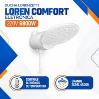Chuveiro Lorenzetti Loren Comfort Eletrônico 220V 6800W Branco