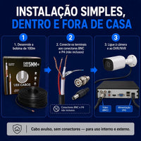 Cabo Coaxial CFTV Condutti 5mm Dupla Blindagem 150m Preto para Área Externa