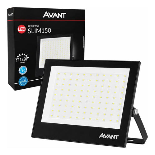 Refletor LED Avant Slim 150W 6500K Bivolt IP66 Preto 11.250lm Branco Frio