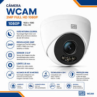 Câmera de Segurança WEG Dome Full HD 2MP 1080p Night Color Branca — WCAM AN-M022-D31