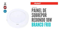 Painel LED Sobrepor Redondo Avant 12W 4000K Bivolt 127/220V Branco – Alumínio – Luz Neutra