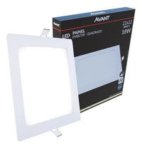 Painel LED Embutir Quadrado Avant 18W Bivolt 127/220V Branco para Forro de Gesso