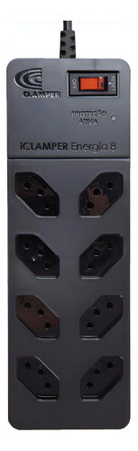Filtro de Linha Energy 8 Tomadas Proteção DPS Preto 127/220V Clamper