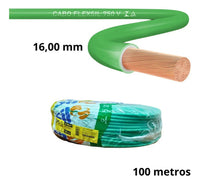 Cabo Flexível Unipolar SIL 16 mm² Verde 450/750V Antichama 100% Cobre – Rolo 100 Metros