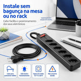 FILTRO DE LINHA iCLAMPER ENERGIA 6 TOMADAS COM DPS BIVOLT 127/220V PRETO — CLAMPER