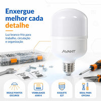 Lâmpada LED Bulbo HP Avant 50W 6500K E27 Bivolt Branco Frio