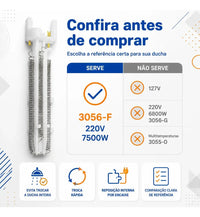 Resistência Lorenzetti Advanced - Top Jet Eletrônica 220V 7500W – Ref. 3056-F