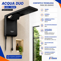 Chuveiro Elétrico Lorenzetti Acqua Duo Ultra Preto 220V 7800W com Ducha e Chuveiro Integrados