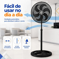Ventilador De Coluna Turbo 6 Pás 50cm Preto Ventisol 50 Cm 60 Hz Preto 220v Plástico 6