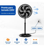 Ventilador De Coluna Turbo 6 Pás 50cm Preto Ventisol 50 Cm 60 Hz Preto 220v Plástico 6
