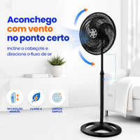 Ventilador De Coluna Turbo 6 Pás 50cm Preto Ventisol 50 Cm 60 Hz Preto 220v Plástico 6