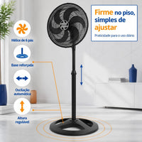 Ventilador De Coluna Turbo 6 Pás 50cm Preto Ventisol 50 Cm 60 Hz Preto 220v Plástico 6